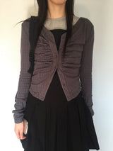 Shirring V-neck cardigan (4 colors)