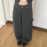 Piwoo Carpenter Work Pocket Cotton Pants