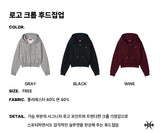 Logo Crop Hoodie Zip Up (26FOU-HDZP04)
