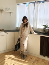 Oriental bloom long skirt