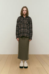 CUT OFF LOOSE-FIT HOODIE SHIRT [BROWN]