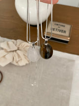 Water drop stone long necklace
