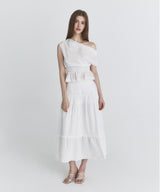 Lace tiered long skirt (Ivory)