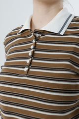 マルチストライプテンセルTシャツ_BROWN