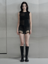 [mnem] multi layered sleeveless (black)
