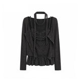 Nemi Halter Frill Cardigan Set
