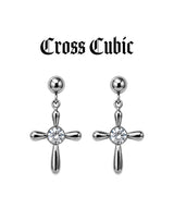 Cross Cubic Silver Earrings