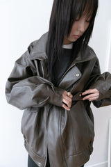 over pocket leather jacket(2colors)