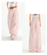 Cherry Blossom Pink Wide Leg Lyocell Denim Jeans