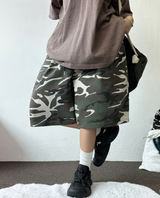 SHORT MILITARY WASHING BALLOON BERMUDA 🖤🩶💚🍪2COLOR