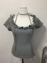 Rose Frill Strap Tee