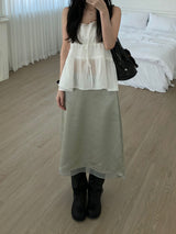 satin flower midi skirt (2 colors)