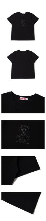 CAT GIRL SLIM T SHIRT - BLACK