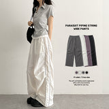 [Two-Way Pants✨] サイドラインワイドクリンクルパンツ (4 colors)