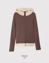 Border Layered High Neck Warm Hood T-shirt (3color)