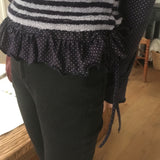モンド シャーリング プリーツ レイヤード ブーツカット パンツ