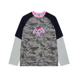 プリントNCレイヤード長袖Tシャツ [カモグレー]