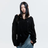 (DUC) ダメージルーズフィットニット ブラック