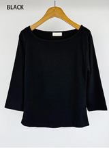 ボートネックミッドスリーブTシャツ (4C)