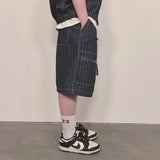 stripe denim shorts_blue