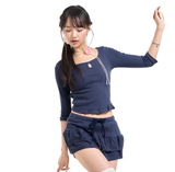 ブロッサムピコットミニスカート [ネイビー]