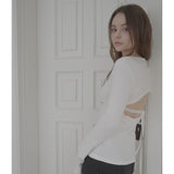 BACK RIBBON LONG SLEEVE-WHITE