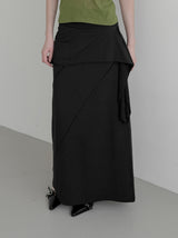 Scar Drape Layered Wrap Long Skirt