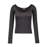 FOR-RING GIRL JEWEL TEE [BLACK STRIPE]