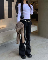 Unbalanced wrap skirt