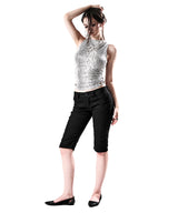 PYTHON SHIRRING SLEEVELESS TOP WHITE