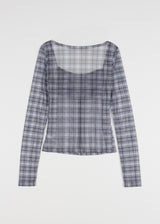 PLUMP CHECK SHIRRING TEE