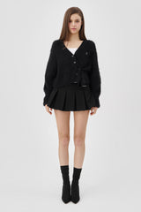 Classic sugarplum hairy cardigan, Black