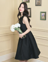 [LADY LINE] Ophelia Ribbon Point Sleeveless Midi Balloon Dress Black