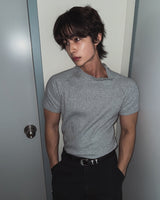 Slowy Button Muscle Fit Ribbed Short Sleeve T-shirt