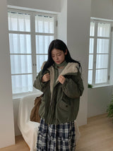 Felch Check Wool Quilted Bomber Padding Jumper