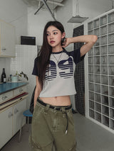 99 Raglan Cropped Knitwear Short-Sleeved