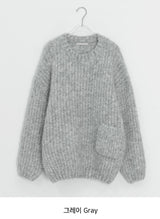 Kyuns Pocket Boucle Round Wool Knit