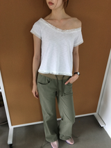 Las Lace Off-shoulder T-shirt (3color)