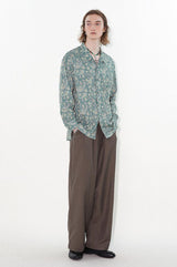 Retro style cashew flower Cuban collar straight long-sleeved floral shirt