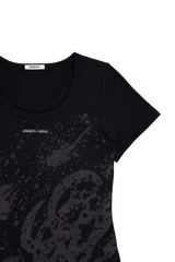 [UPDRAFT]PRINT COTTON CROP T-SHIRT BLACK
