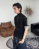 Ferrer Ribbed Half Zip-Up Short Sleeve Tee