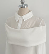 Monta Color Matching Off-Shoulder Knit Layered Shirt