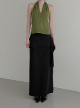Scar Drape Layered Wrap Long Skirt