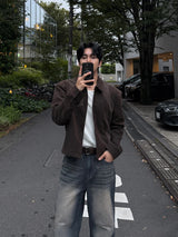 Luen Contrasted leather jacket
