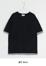[unisex] モンゾレイヤードポケットボクシー半袖Tシャツ