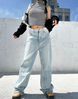 (UNISEX) RIVER DAMAGE UNIQUE WIDE LIGHT BLUE UNISEX PANTS