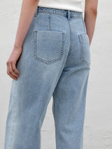 (PT-5674)SIDE BLEACH STRAIGHT JEAN