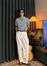 One-Tuck Semi-Banded Cotton Pants 3COLOR