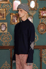 ARGYLE ZIP-UP KNIT / NAVY