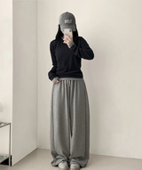 Angel Wing Star Pocket Embroidery Wide Banding Pants
